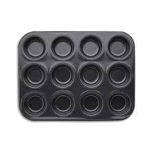 Tower T943006HG7 27cm Deep Muffin Tin with 12 Moulds Made in Aluminized Steel with a Non-Stick Coating, Black